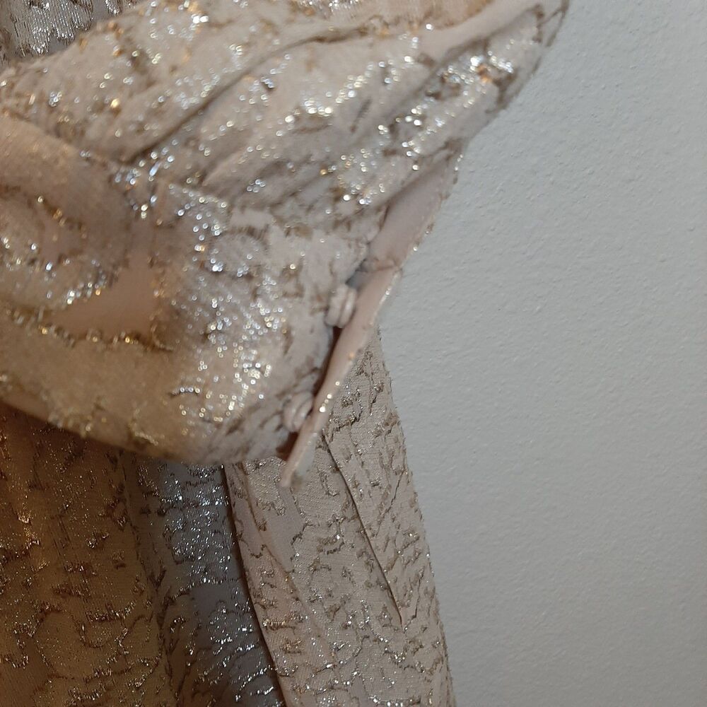 NEW Elizabeth & James Dress Beige Women Size 6 Sparkle Shift Dress LS $425 Silk - Picture 13 of 13